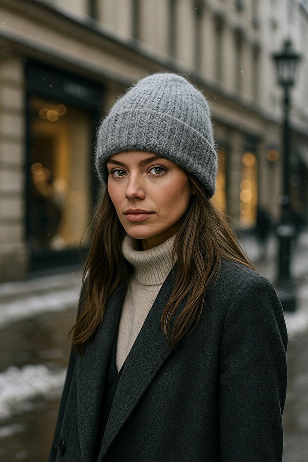 Kadın Antrasit Yünlü Basic Bere BERE1141 - 1