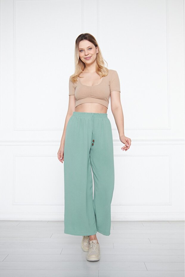 Women's Aerobin Wide-Leg Palazzo Pants with Elastic Waist