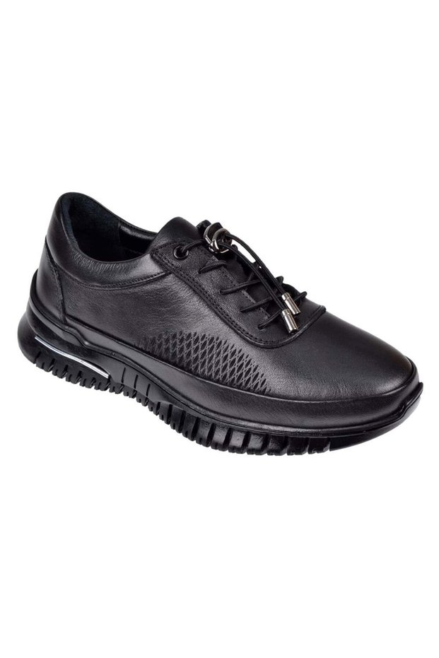 Genuine Leather Comfort Women's Shoes Voy-9407 Black