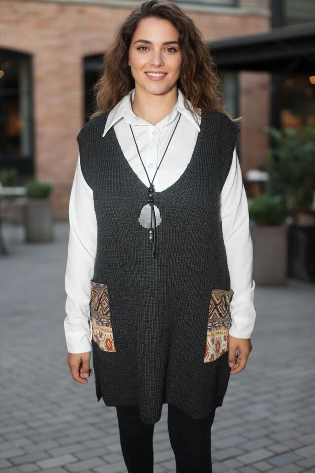 Selanik Cepli Triko Süveter - 3