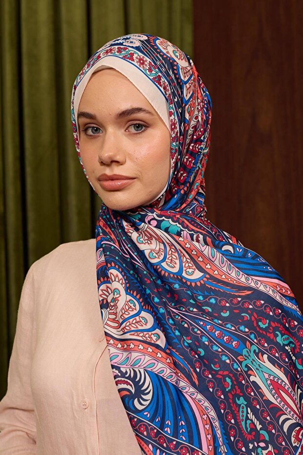 Marrakech Koleksiyon Soft Şal Lacivert Mavi 3047-05 - 2