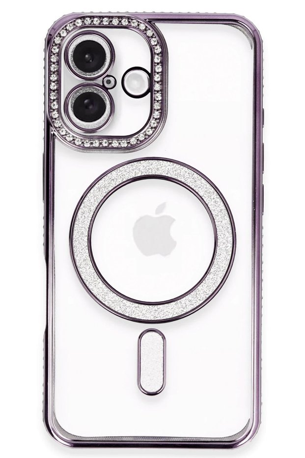 iPhone 16 Plus Compatible Shiny Stone Shimmering Design Camera Protected Magsafe Case