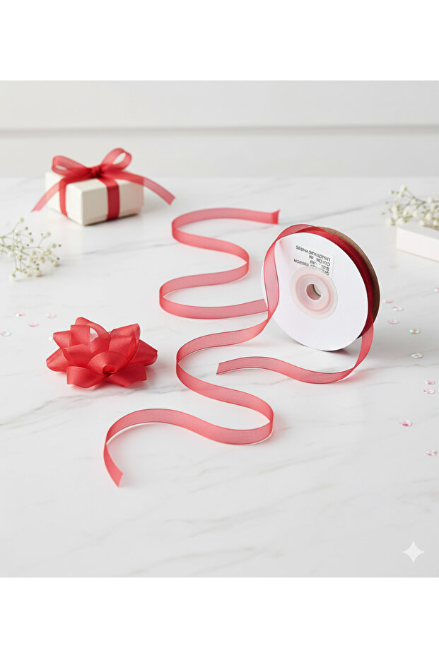 (4 Pcs) Organized Colorful Tulle Ribbons 10mm 25 m