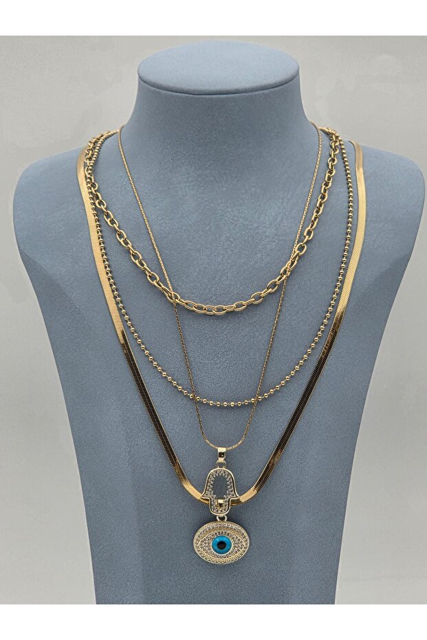 Çelik Çoklu Kolye // KOLYE-5875 - 1