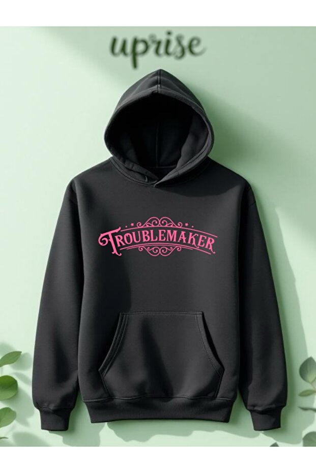 سويت شيرت كبير الحجم مصنوع من القطن المطبوع بـ 3 خيوط من Troublemaker
