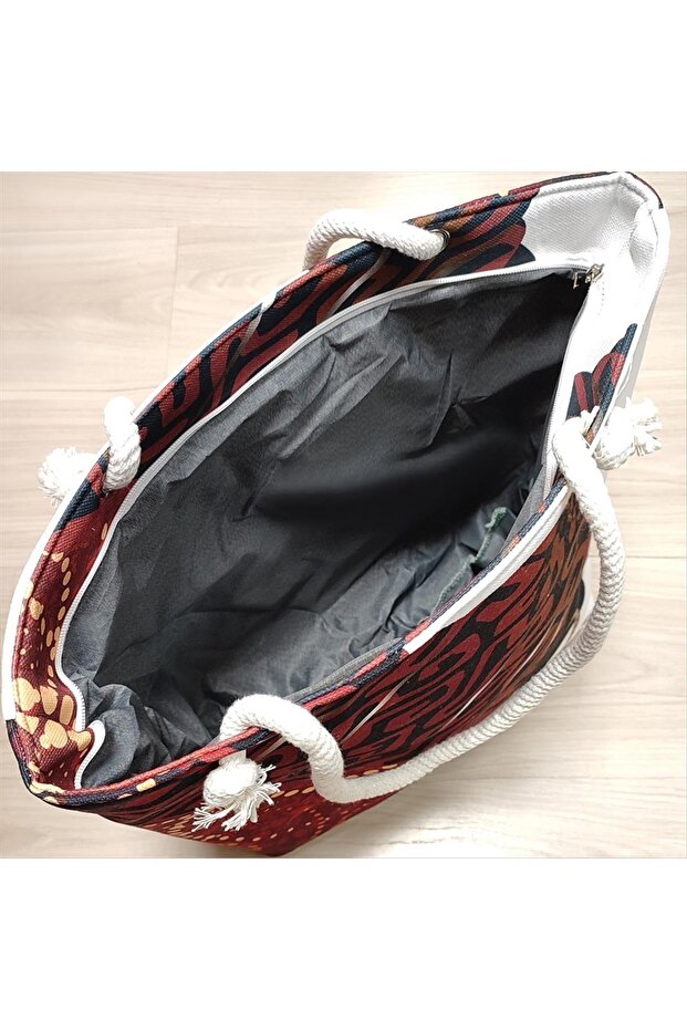 حقيبة شاطئ بنمط أوراق الشجر - 3