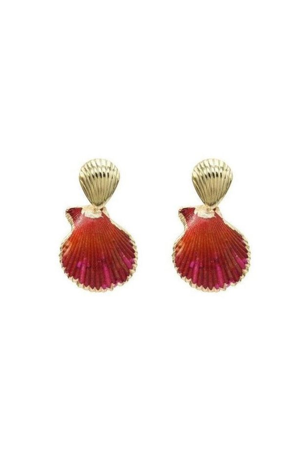Red earrings, shell shape, Keren C3