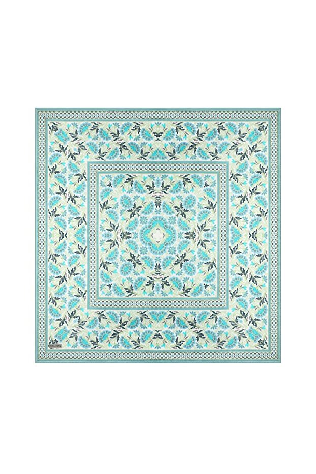 وشاح حريري بنمط النعناع والقرنفل - 1