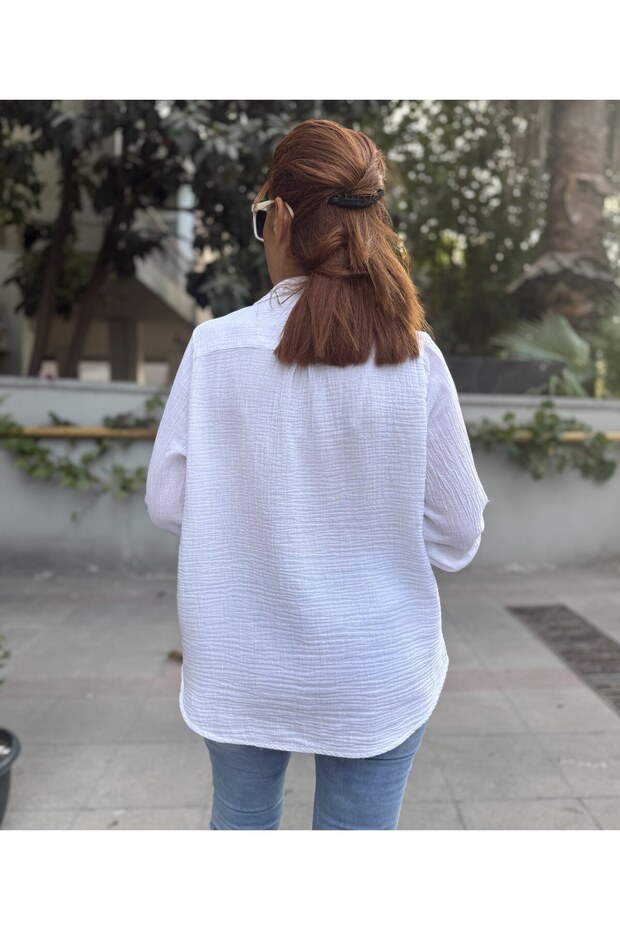 Brode Pattern Shirt White - 4