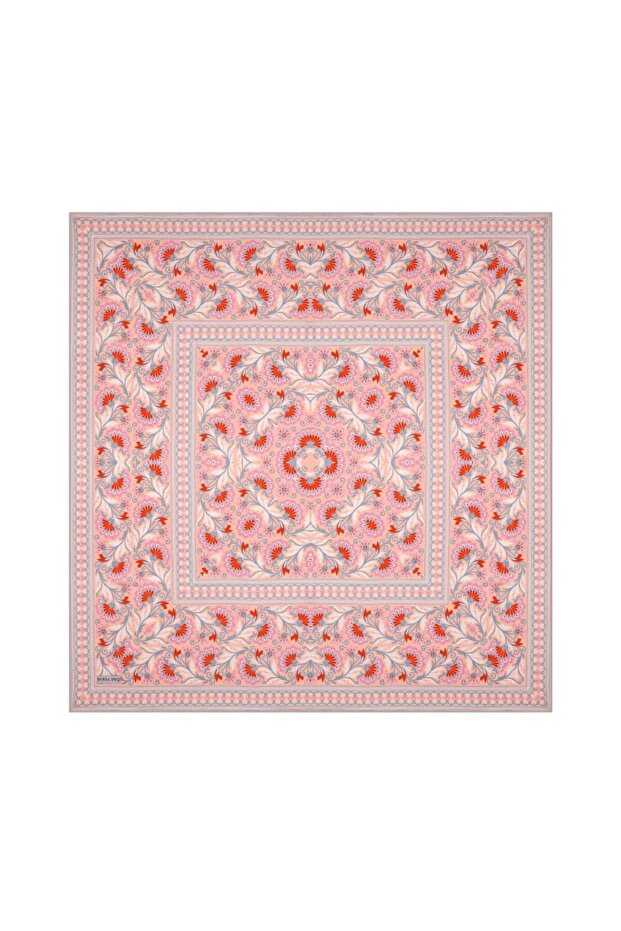 وشاح حريري بنمط السلمون والقرنفل - 1