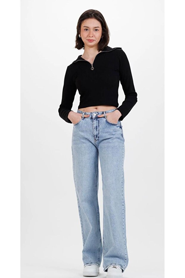 Women's High-Waist Palazzo Jeans (2026)^^^^Relaxed Fit Stretch Denim Pants^^^^