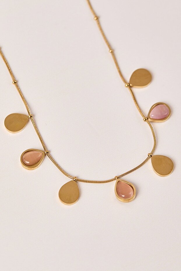 Çelik Damla Pullu Kolye - 3