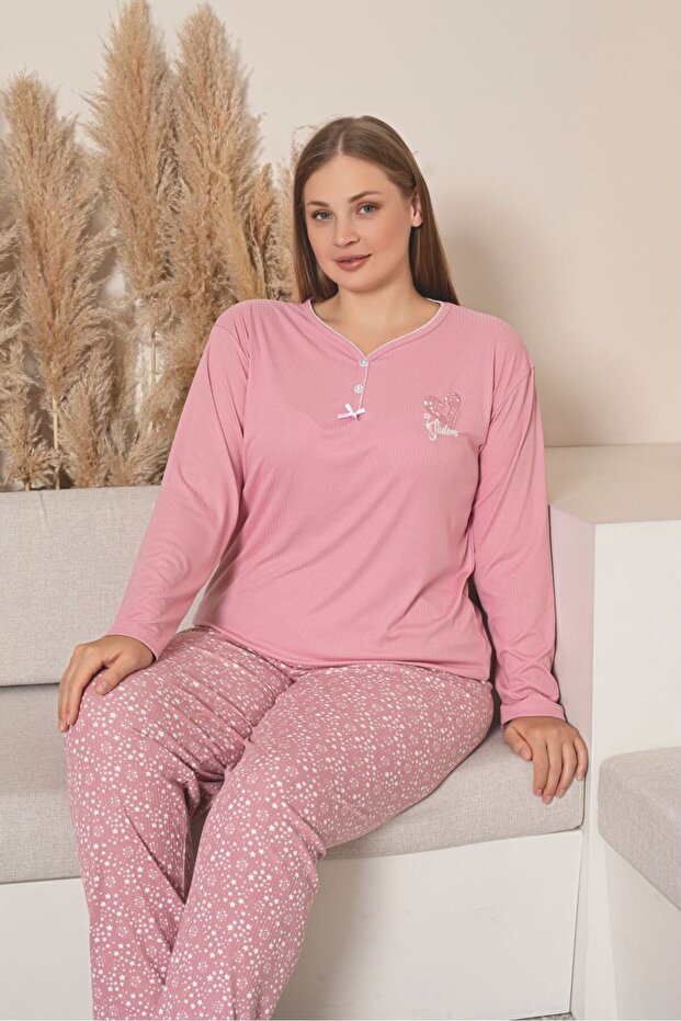 طقم بيجامة من قماش الإنترلوك بمقاس كبير - 1