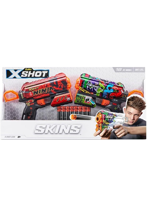 X-Shot Skins Dart Blaster Set – 2 Blasters, 16 Darts