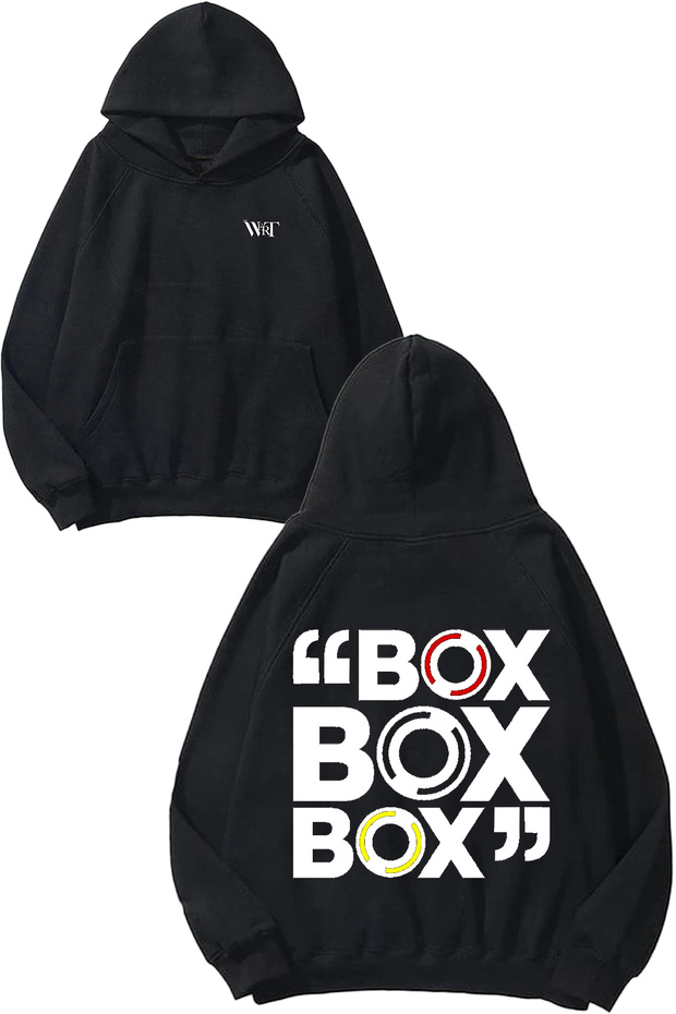 Box Box Box Formula 1 Design Back Printed Black Hooded Sweatshirt