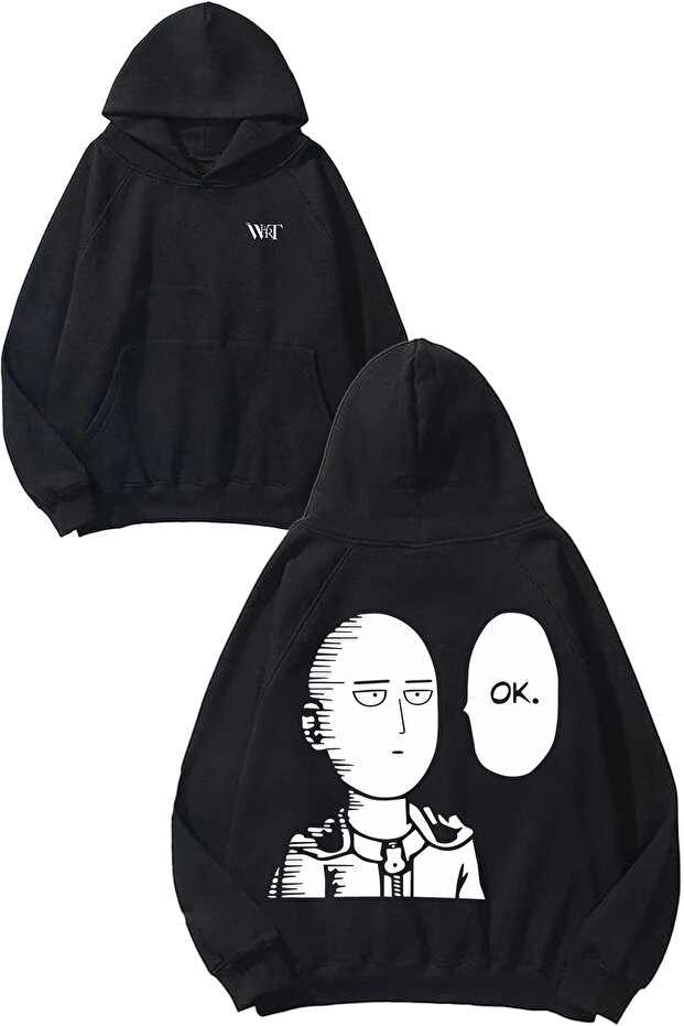 One Punch Man 1 Design Back Printed Black Hooded Sweatshirt