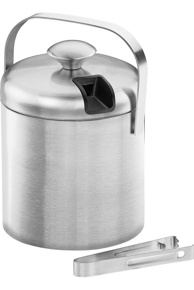 Bar Thermal Ice Bucket Stainless Steel 2 pieces plus Tong 14cm, Double-Wall, Mate Finishi
