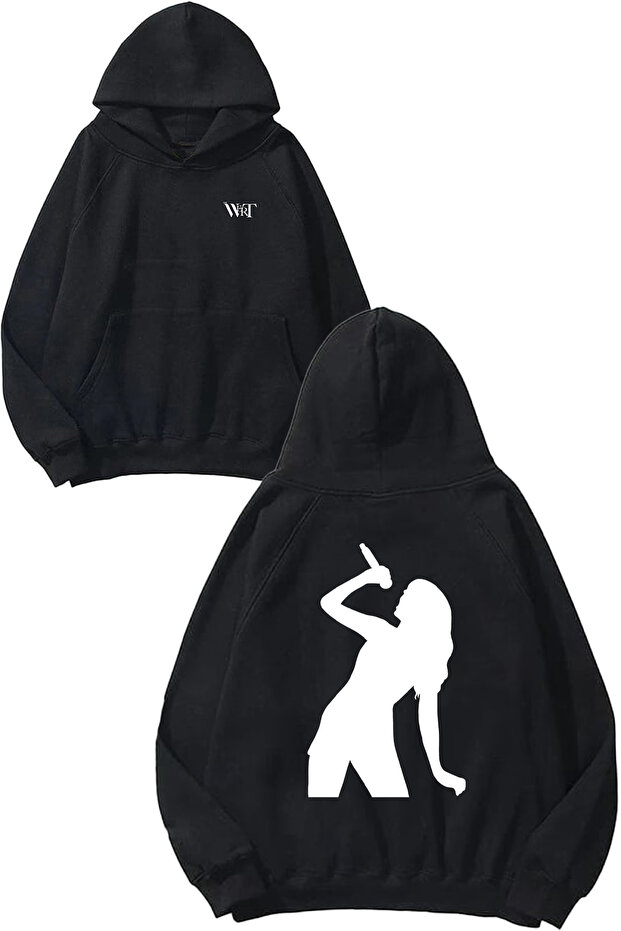Taylor Swift 2 Design Back Printed Black Hooded Sweatshirt