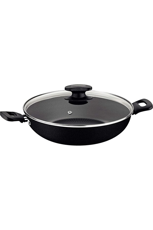 Loreto 28cm 3.3L Black Wok Pot with Interior and Exterior Starflon Max PFOA Free Nonstick