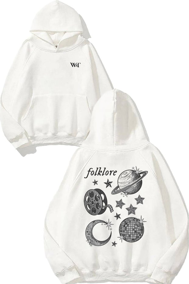 Taylor Swift 7 Design Back Printed White Hooded Sweatshirt