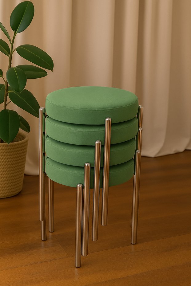 Bera Metal Wipable Tailored Fabric Stool (4 Pieces-Assembled Shipping)