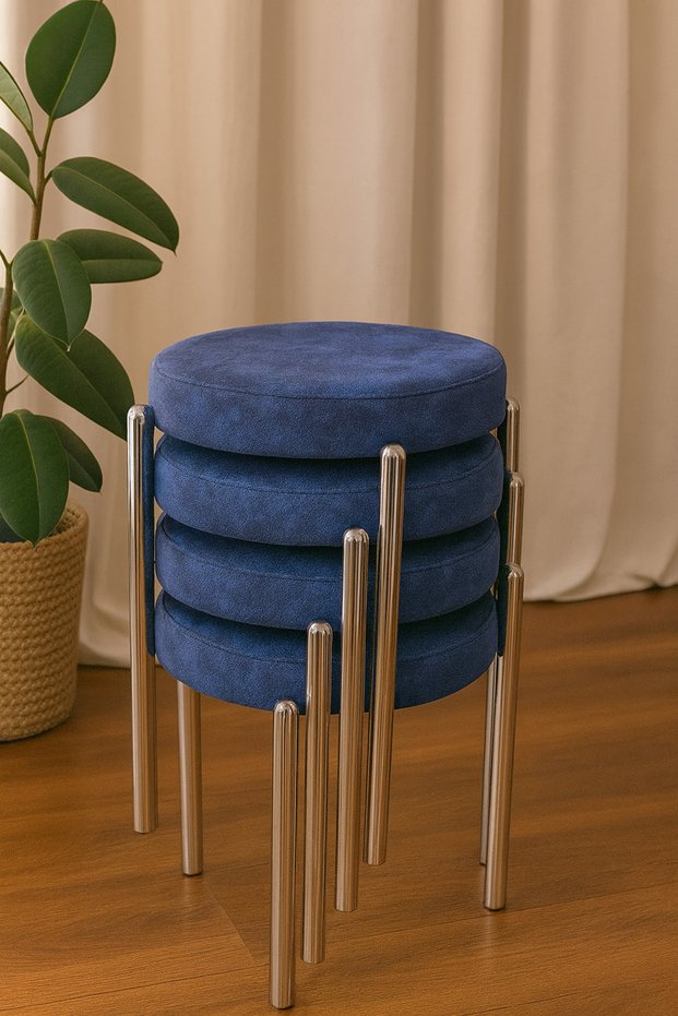 Bera Metal Removable Fabric Stool (4 Pieces - Assembled Shipping)