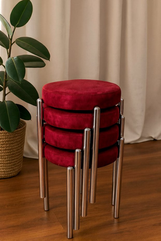 Bera Metal Removable Fabric Stool (4 Pieces - Assembled Shipping)