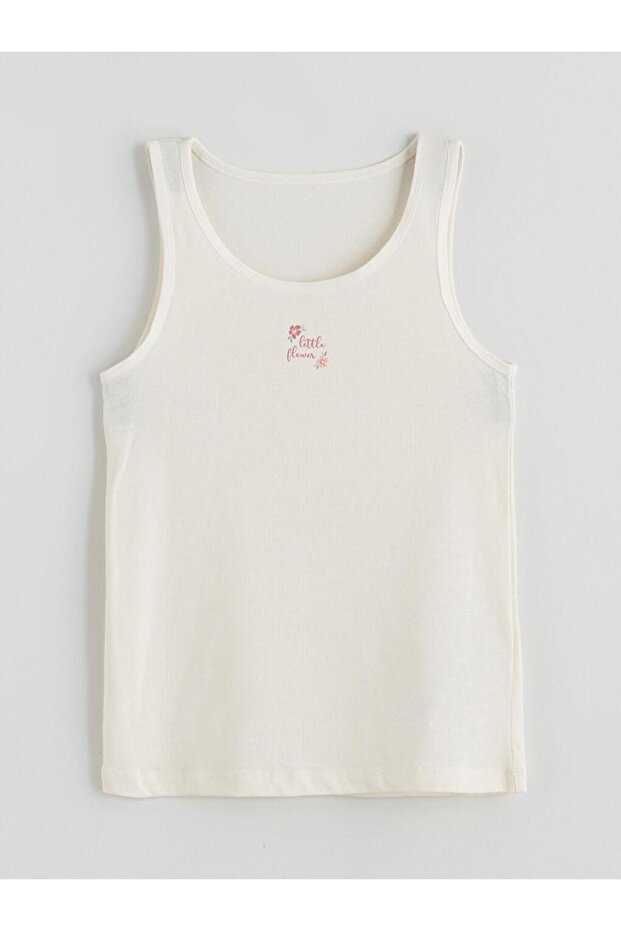 Bisiklet Yaka Çiçekli Kız Çocuk Atlet 2'li (W5) - 2