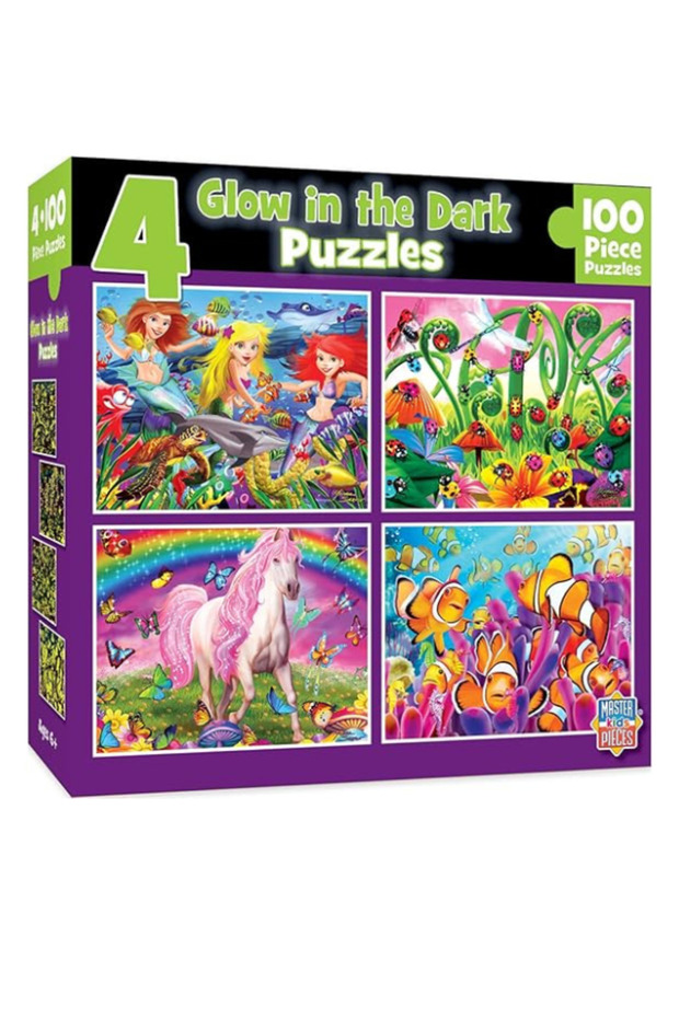 Puzzles Collection - Hidden Image Glow Purple 4-Pack 100 Piece Jigsaw Puzzles
