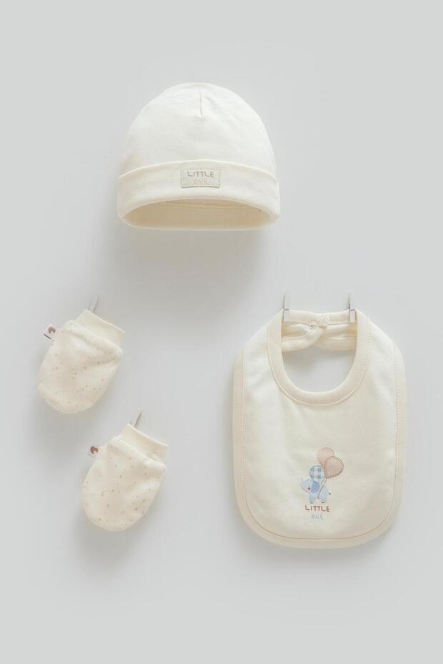 Little Emu Soft Color Baby Bib Hat Gloves 4-Piece Set