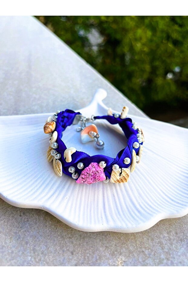 Handmade Stone Decorated Bracelet (Ribbon Weave)