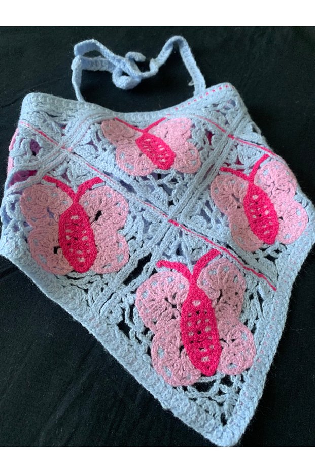 Honeybee Ateli̇er Vintage Motif Knitted Bandana