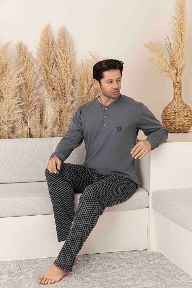 Erkek Ekose Ve Kareli Uzun Kol Mevsimlik Pijama Takımı Baba-Oğul Kombin Tek Tek Sepete Eklenmelidir. - 2