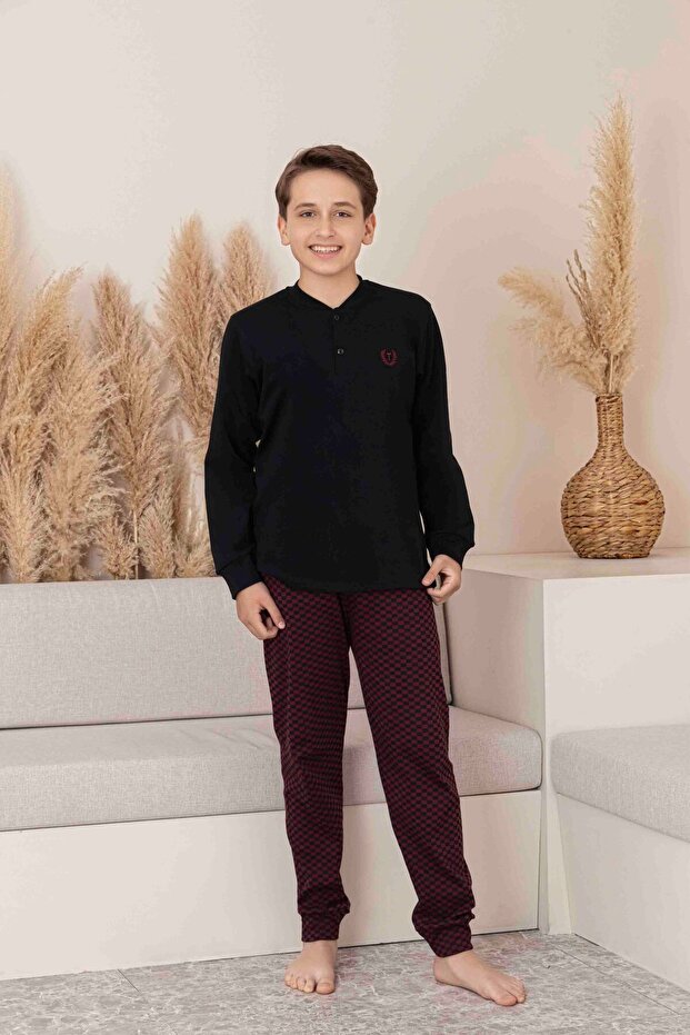 Erkek Ekose Ve Kareli Uzun Kol Mevsimlik Pijama Takımı Baba-Oğul Kombin Tek Tek Sepete Eklenmelidir. - 3