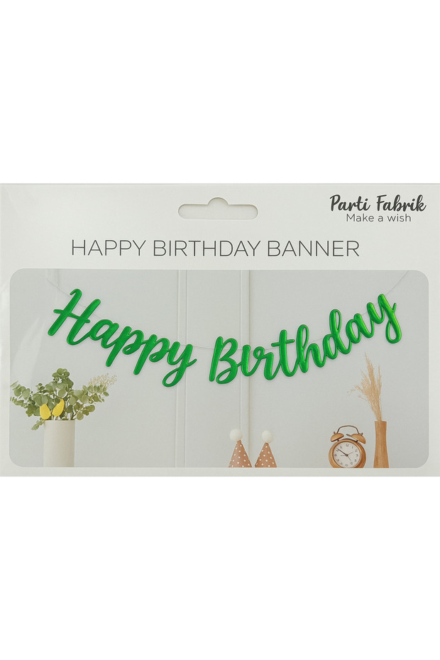 Happy Birthday Metallic Green Color Birthday Lettering