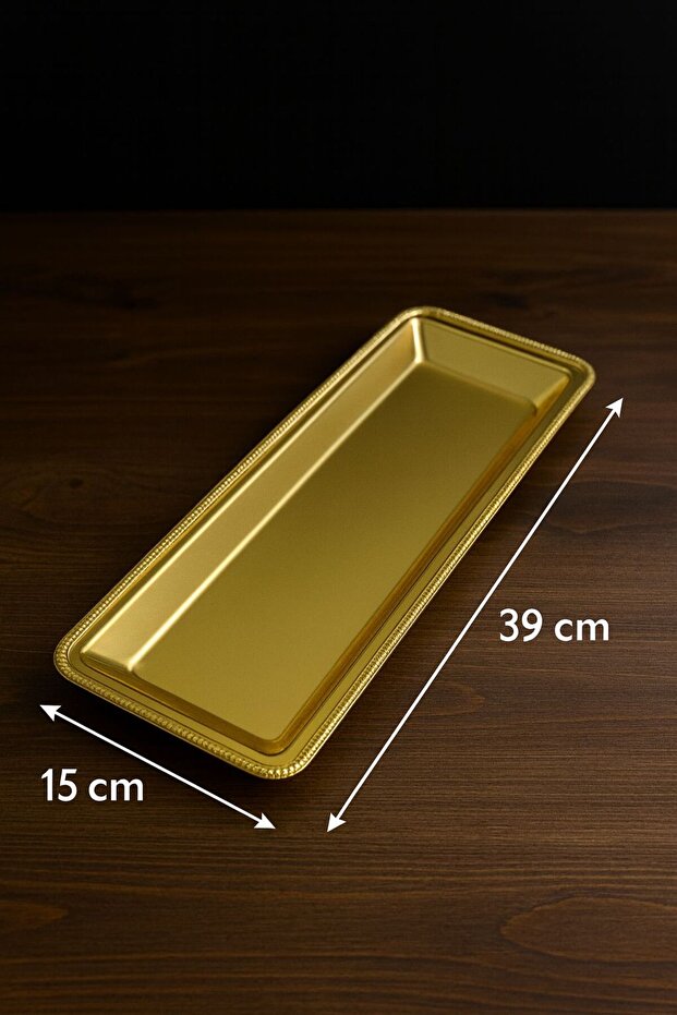 صينية مستطيل لتقديم فاخر ذهبي - 1