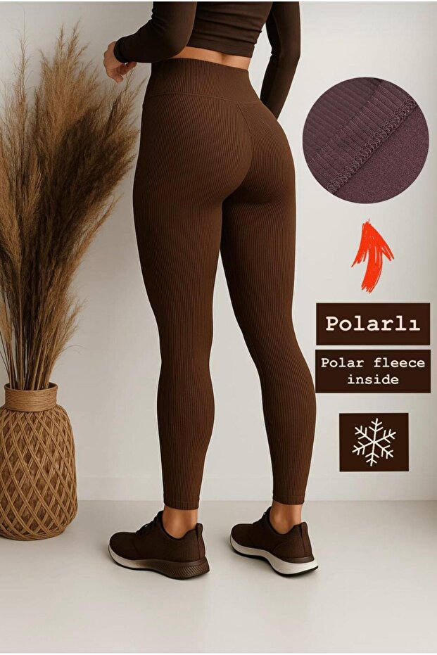 High-Waist Brushed Inside (Fleece-Lined) Ribbed Women’s Shaping Leggings