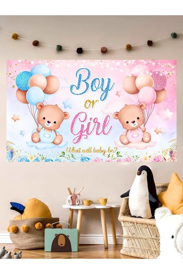 Boy or Girl Gender Themed Custom Gender Banner Backdrop 60X100 Vinyl Tarpaulin Banner Decoration