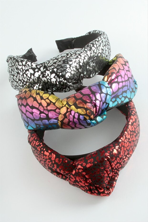 تاج من الجلد بنقشة الفهد مع عقدة - 3