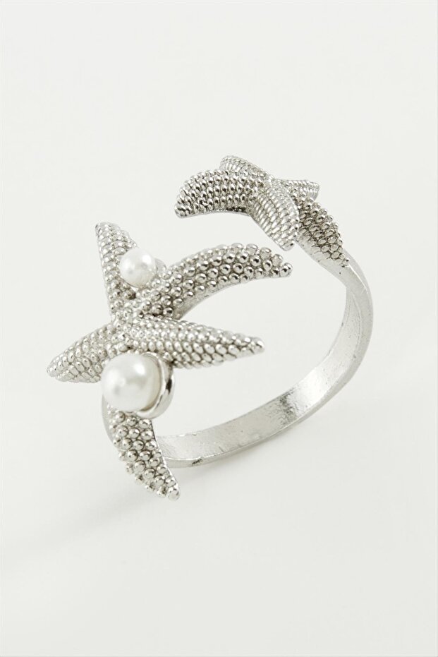 Sea star pearl metal ring