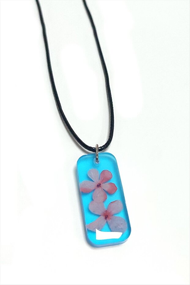 Snowball Flower Rectangular Epoxy Pendant - 1