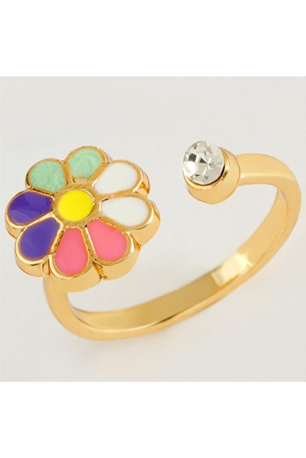 Daisy Enameled Stone Joint Ring 1 Piece