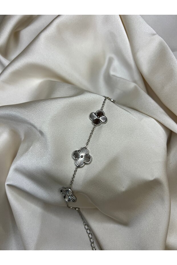 Çelik Silver Clover Bileklik - 1