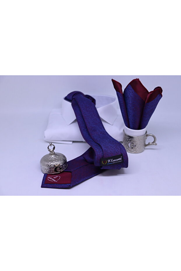 Woven Handkerchief Tie for Men Purple