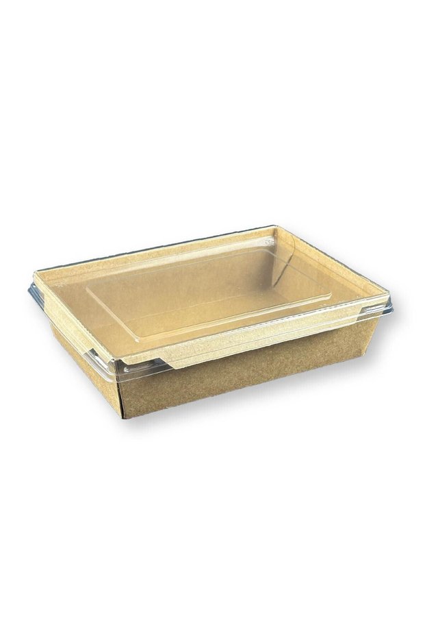 300 Pieces Kraft Food Container with Lid Lunch Box 1200ml