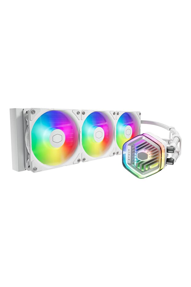 مبرد سائل MasterLiquid 360 Atmos White ARGB Close-Loop AIO، معالج AMD Ryzen AM 5/AM 4، I