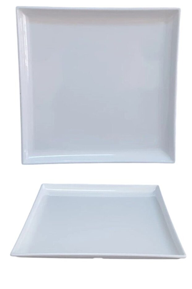 12 Large Square Melamine Plates |   Main Course & Breakfast Presentation Plate 35X35Cm