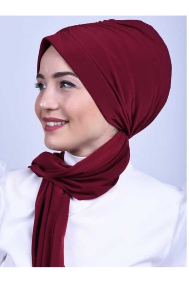 Stylish Gathered Burgundy Colored Bonnet