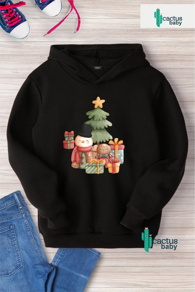 Hooded Sweatshirt Christmas New Year New Year's Day Printed Gift Children's Hoodie 3 Thread Cotton