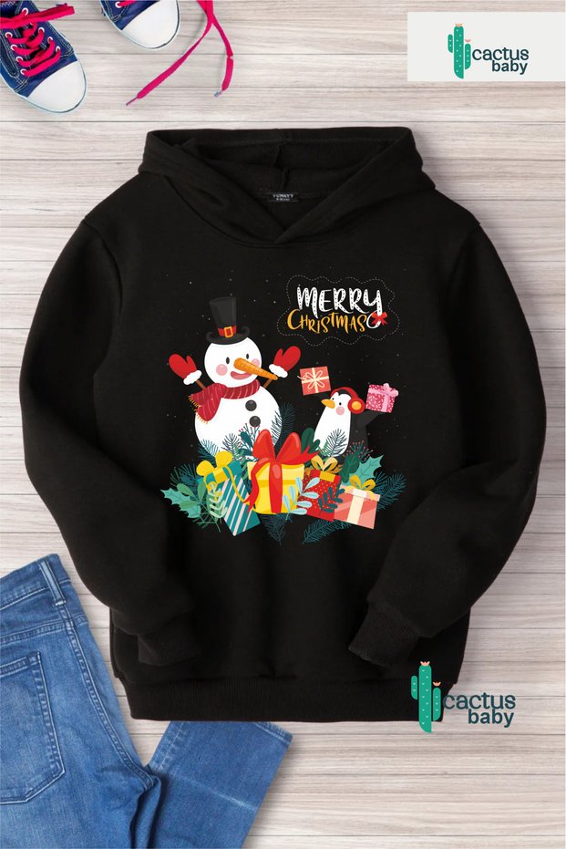 Hooded Sweatshirt Christmas New Year New Year's Day Printed Gift Children's Hoodie 3 Thread Cotton